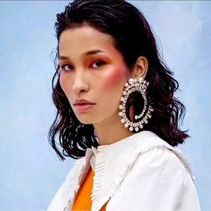 Oversized Pearl and Rhinestone hoops